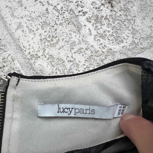 Lucy Paris illusion mini dress with mesh cutouts at waist. Size L - Picture 3 of 3